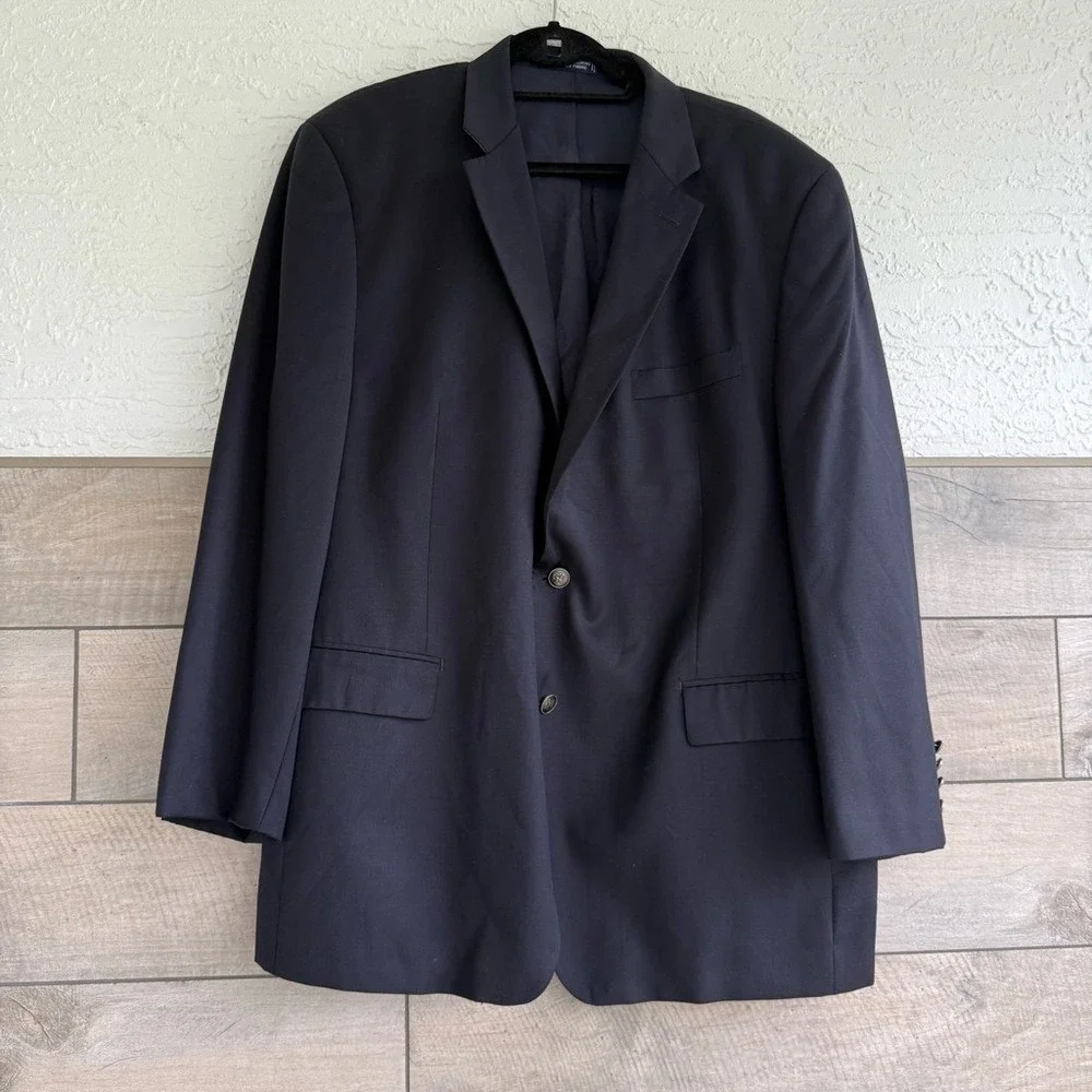 Nautica Wool 2-button Navy Blazer Anchor Nautical‎ Solver Metal Buttons 46R EUC